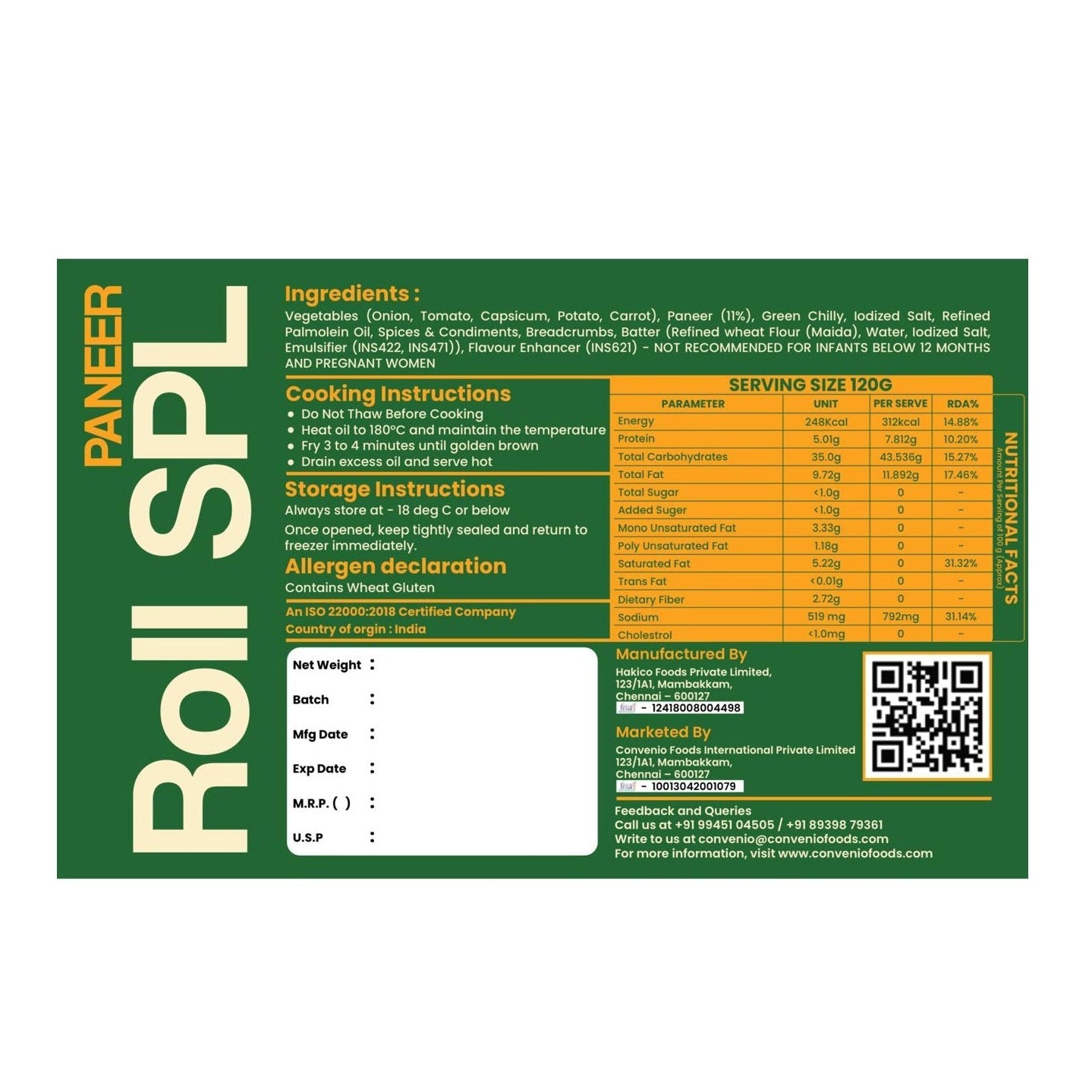 Rolls Paneer Spl